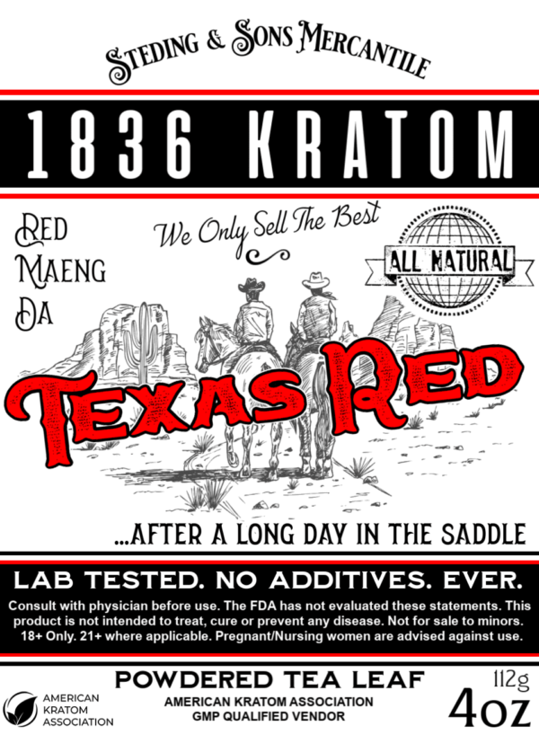 1836 Kratom Texas Red Powder Label