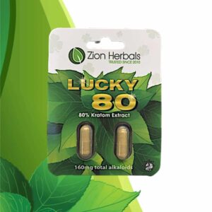 Zion Herbals Lucky 80 Kratom Extract Capsules 2 ct. Front Whole Earth Gifts