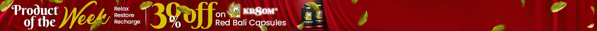 KR8OM™ Red Bali Kratom Capsules Counter banner
