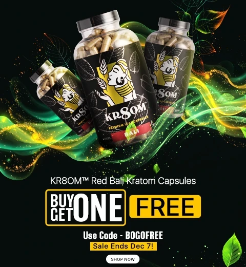KR8OM™ Red Bali Kratom Capsules - Mobile Banner POTW