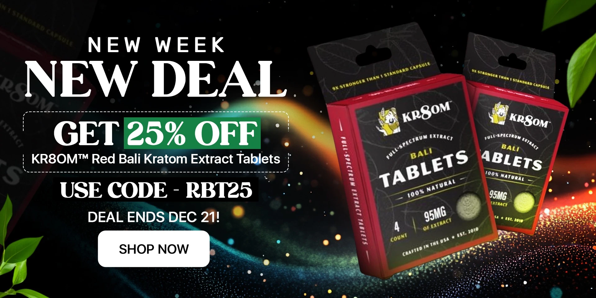 KR8OM™ Red Bali Kratom Extract Tablets - Banner website