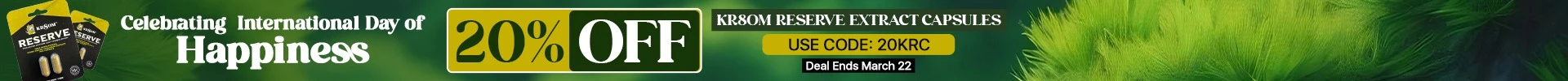 ✨ Celebrating International Day of Happiness INTRODUCING 20% Off KR8OM Reserve Extract Capsules Use Code: 20KRC | Deal Ends March 22