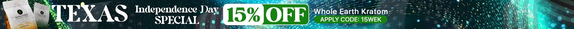 Celebrate TX Independence Day with 15% Off Whole Earth Kratom!