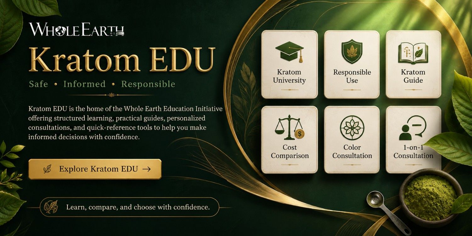 Kratom EDU education and consultation banner